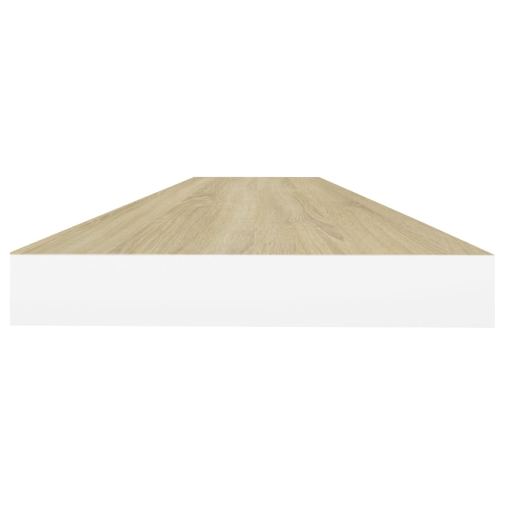 Schweberegale 2 Stk. Eiche und Weiß 90x23,5x3,8 cm MDF