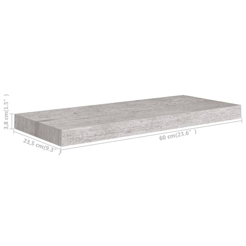 Schweberegale 4 Stk. Betongrau 60x23,5x3,8 cm MDF