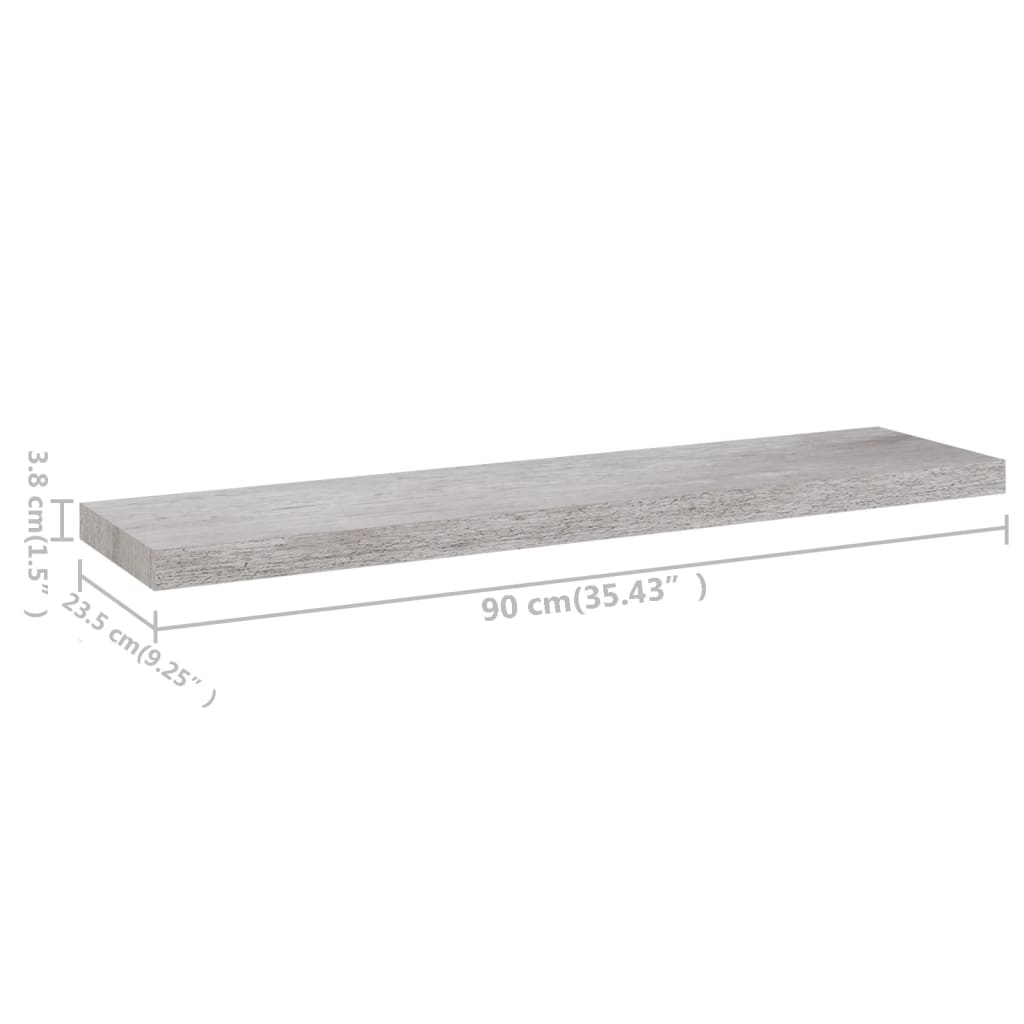 Schweberegale 4 Stk. Betongrau 90x23,5x3,8 cm MDF