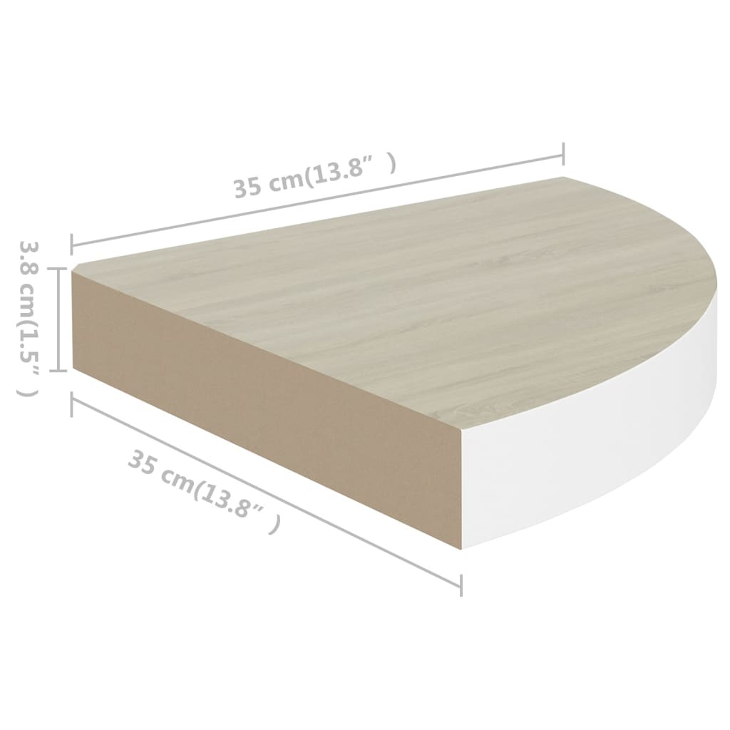 Eck-Schweberegale 4 Stk. Eichen-Optik und Weiß 35x35x3,8 cm MDF