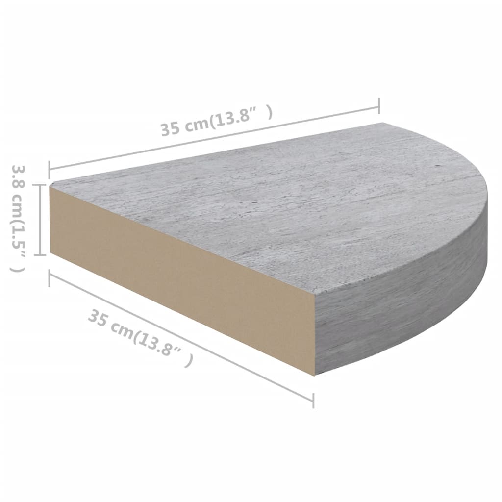 Eck-Schweberegale 2 Stk. Betongrau 35x35x3,8 cm MDF