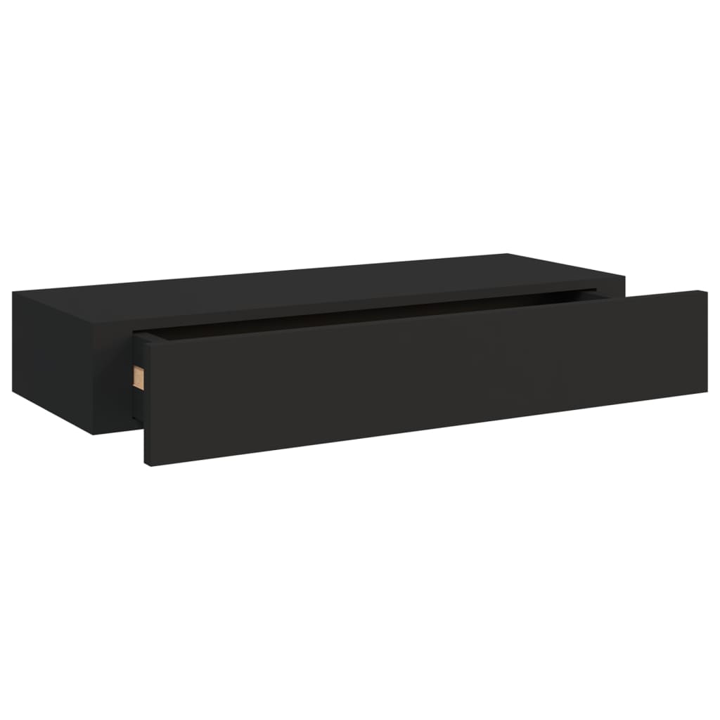 Wandregale mit Schubladen 2 Stk. Schwarz 60x23,5x10 cm MDF