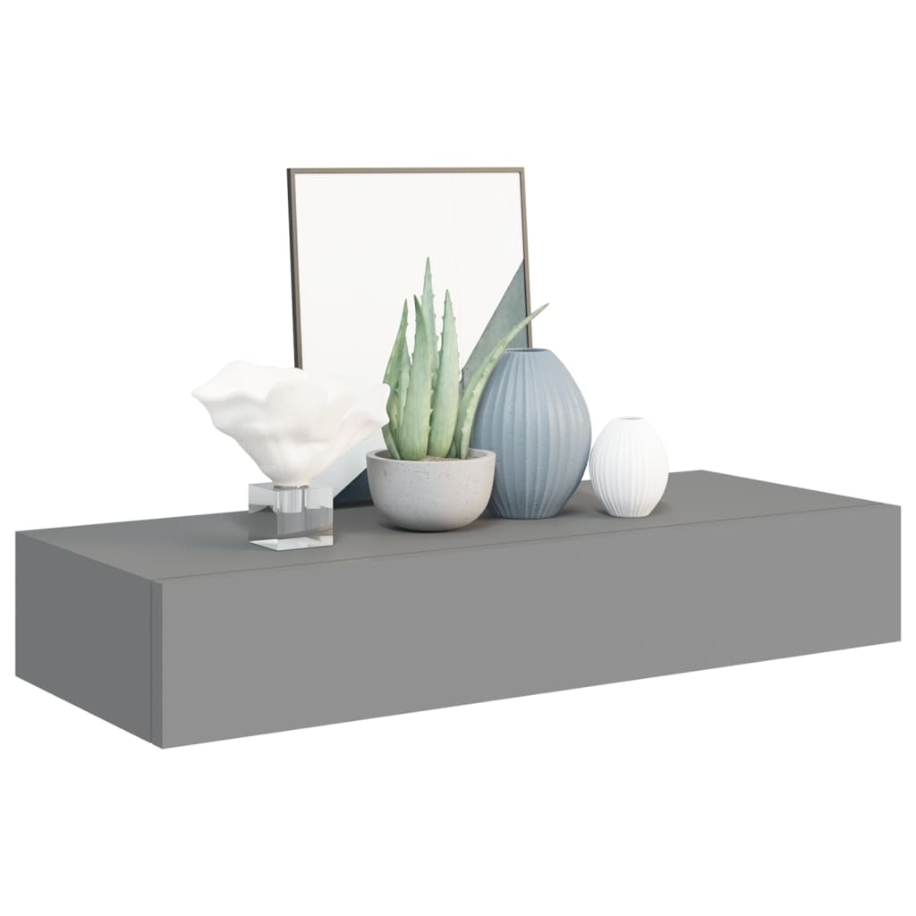 Wandregale mit Schubladen 2 Stk. Grau 60x23,5x10 cm MDF