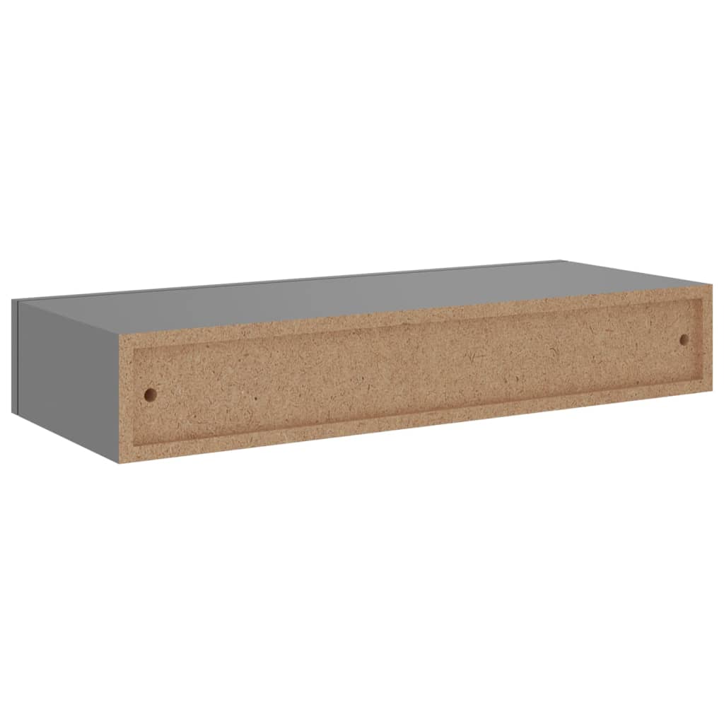 Wandregale mit Schubladen 2 Stk. Grau 60x23,5x10 cm MDF