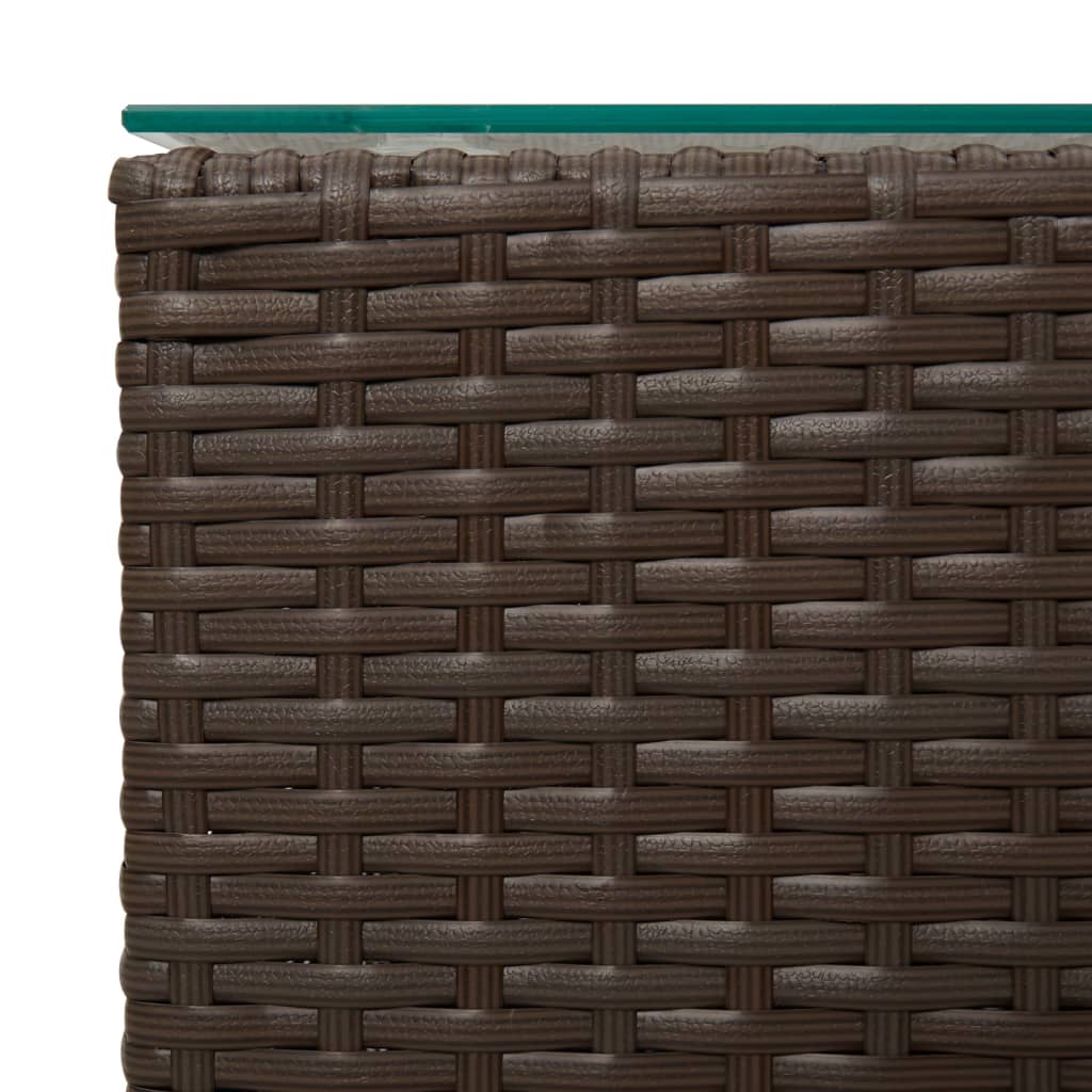 Beistelltisch mit Glasplatte Braun 35x35x52 cm Poly Rattan