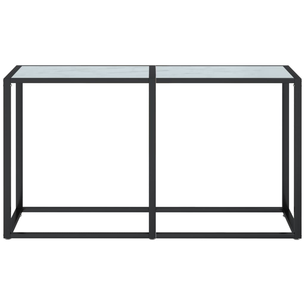 Konsolentisch Weiß Marmor-Optik 140x35x75,5 cm Hartglas