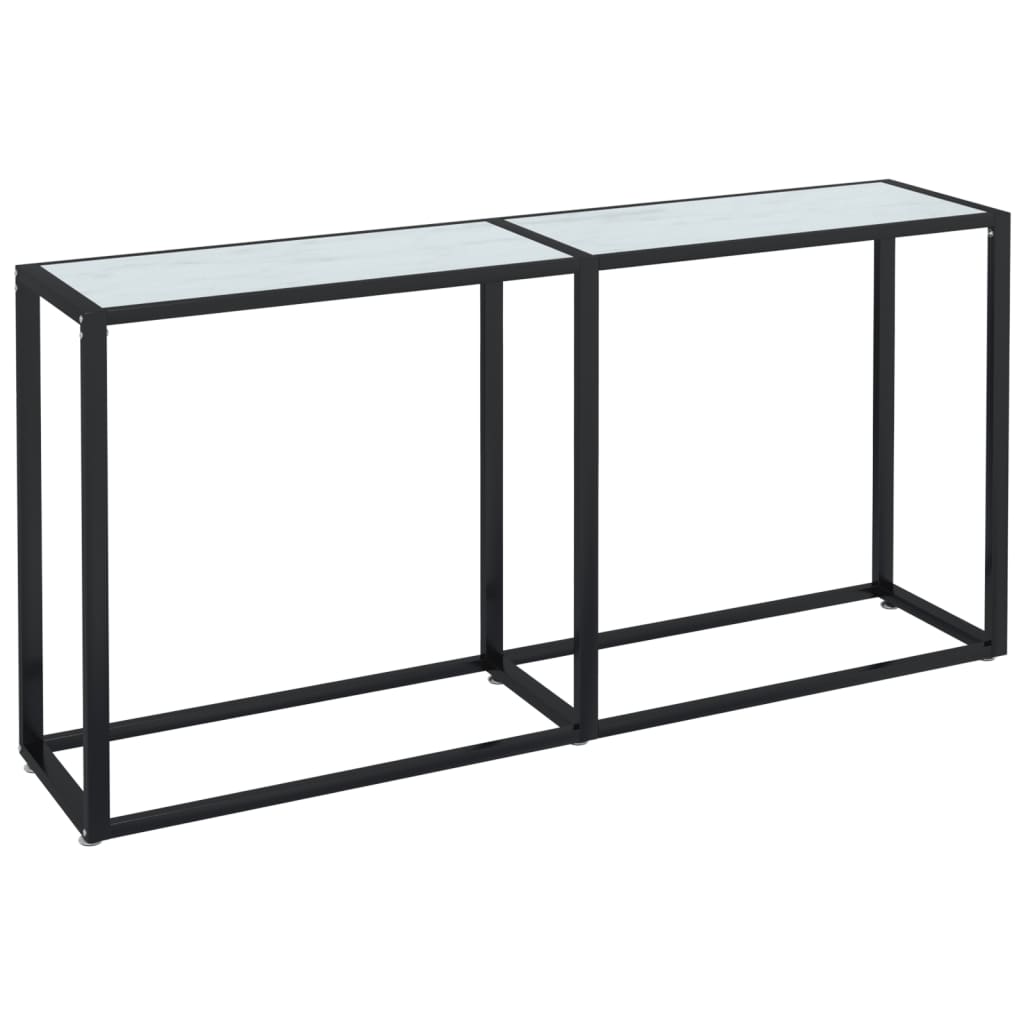 Konsolentisch Weiß Marmor-Optik 160x35x75,5 cm Hartglas