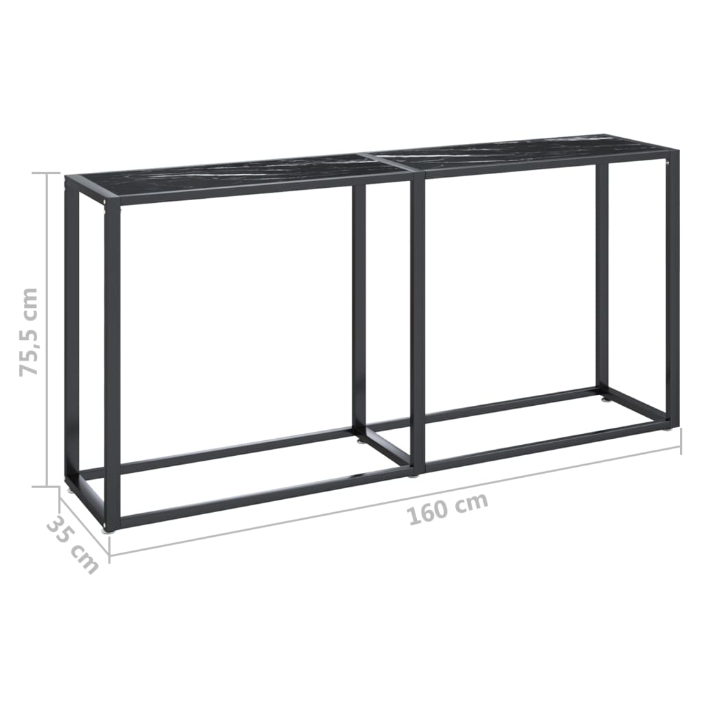 Konsolentisch Schwarz Marmor-Optik 160x35x75,5 cm Hartglas