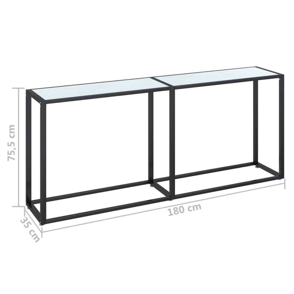 Konsolentisch Weiß Marmor-Optik 180x35x75,5 cm Hartglas