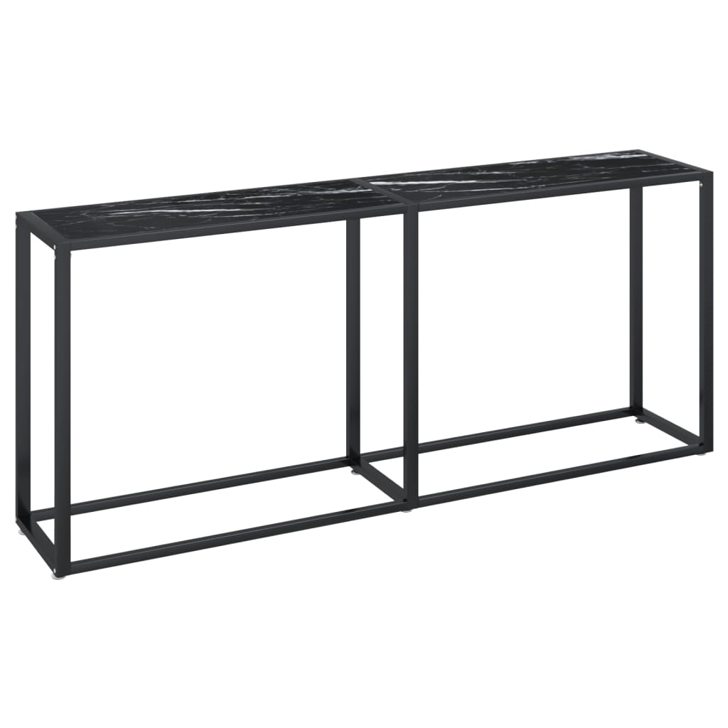 Konsolentisch Schwarz Marmor-Optik 180x35x75,5 cm Hartglas