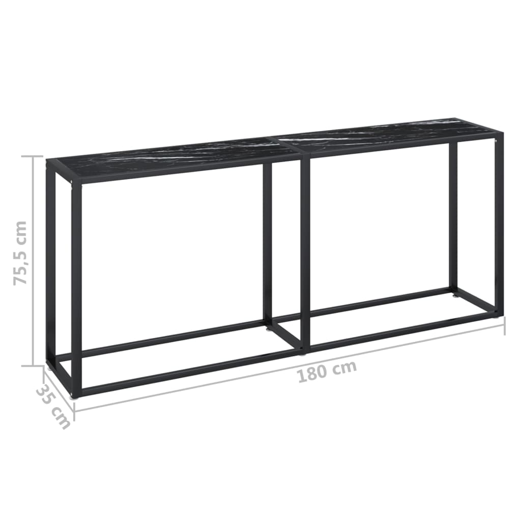 Konsolentisch Schwarz Marmor-Optik 180x35x75,5 cm Hartglas