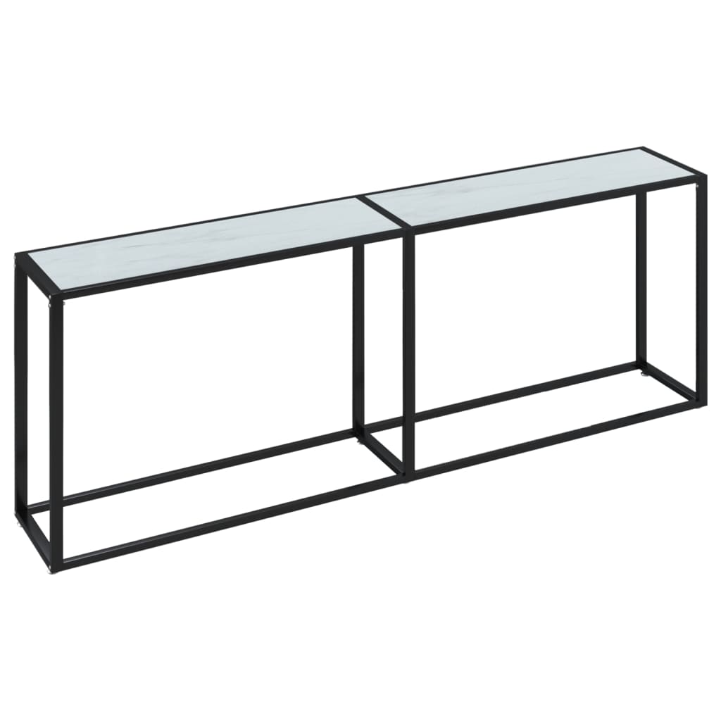 Konsolentisch Weiß Marmor-Optik 220x35x75,5 cm Hartglas