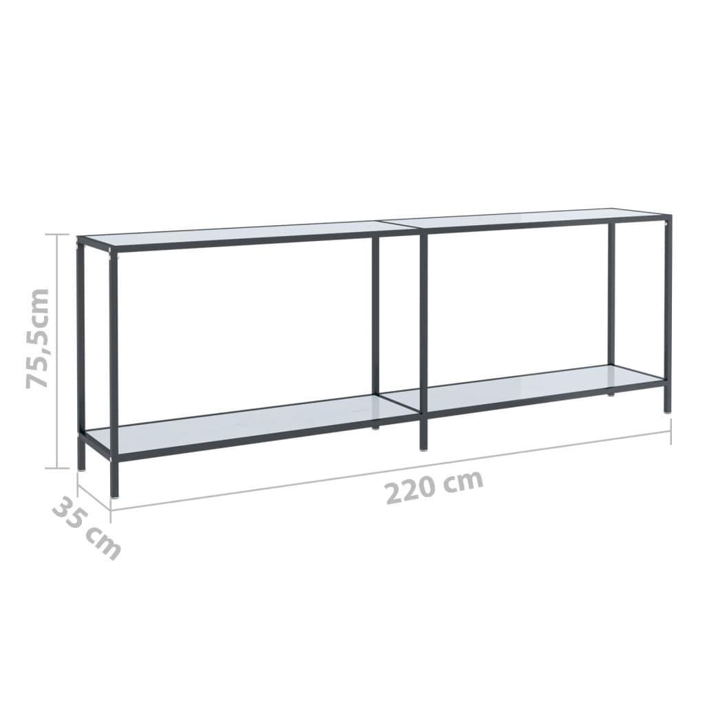 Konsolentisch Weiß 220x35x75,5 cm Hartglas