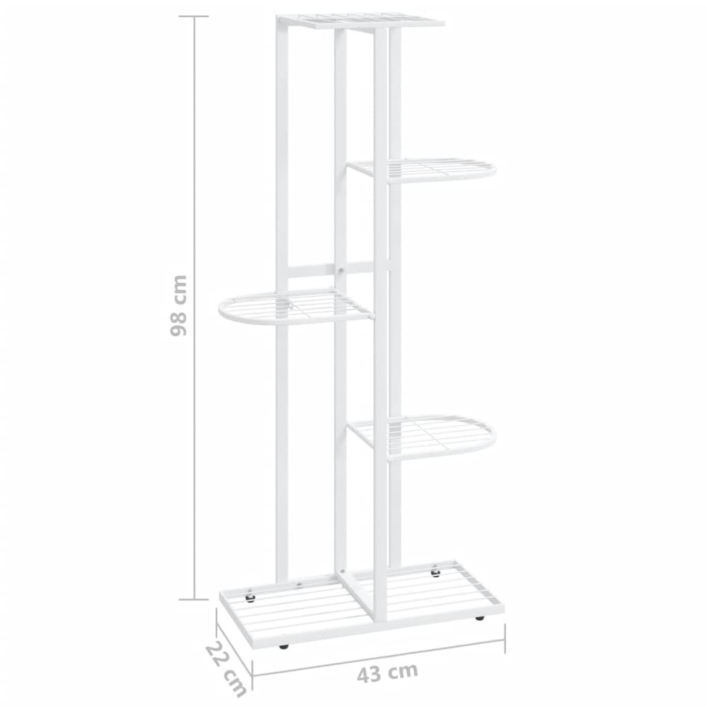 Blumenständer 5-Etagen 43x22x98 cm Weiß Metall