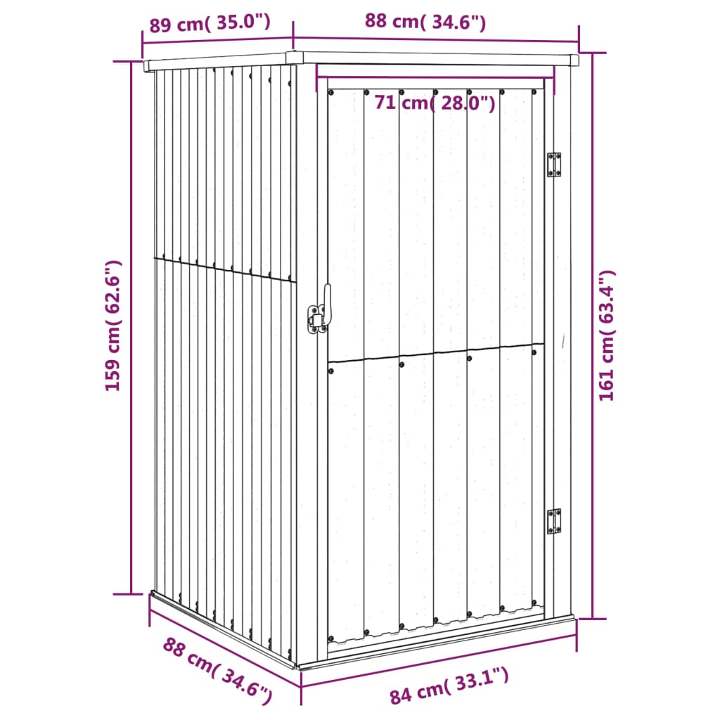 Gerätehaus Grau 88x89x161 cm Verzinkter Stahl