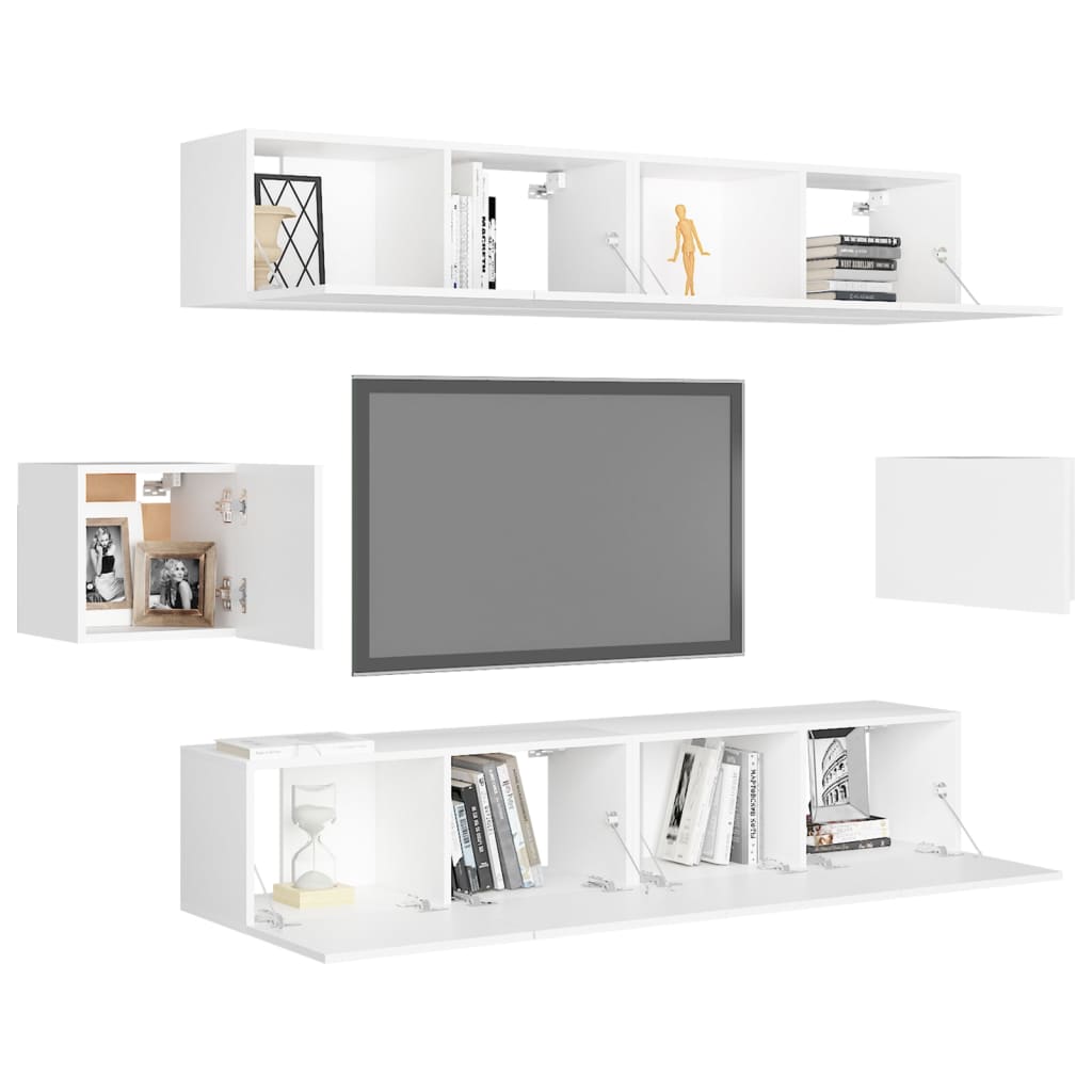 6-tlg. TV-Schrank-Set Weiß Holzwerkstoff