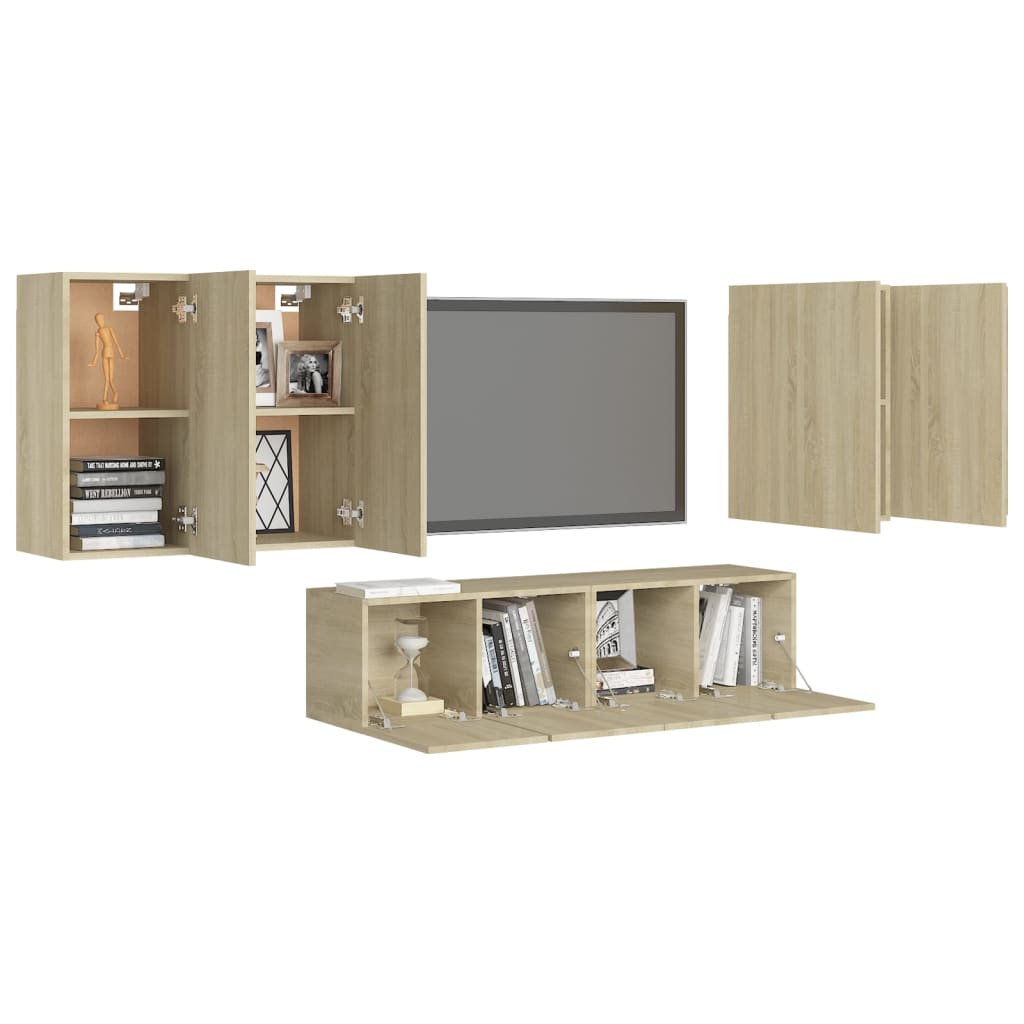 6-tlg. TV-Schrank-Set Sonoma-Eiche Holzwerkstoff