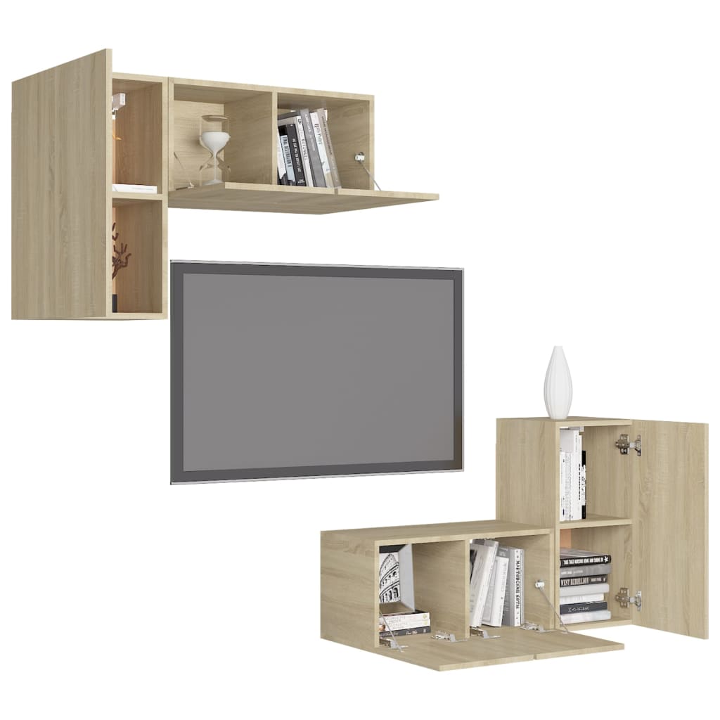 4-tlg. TV-Schrank-Set Sonoma-Eiche Holzwerkstoff