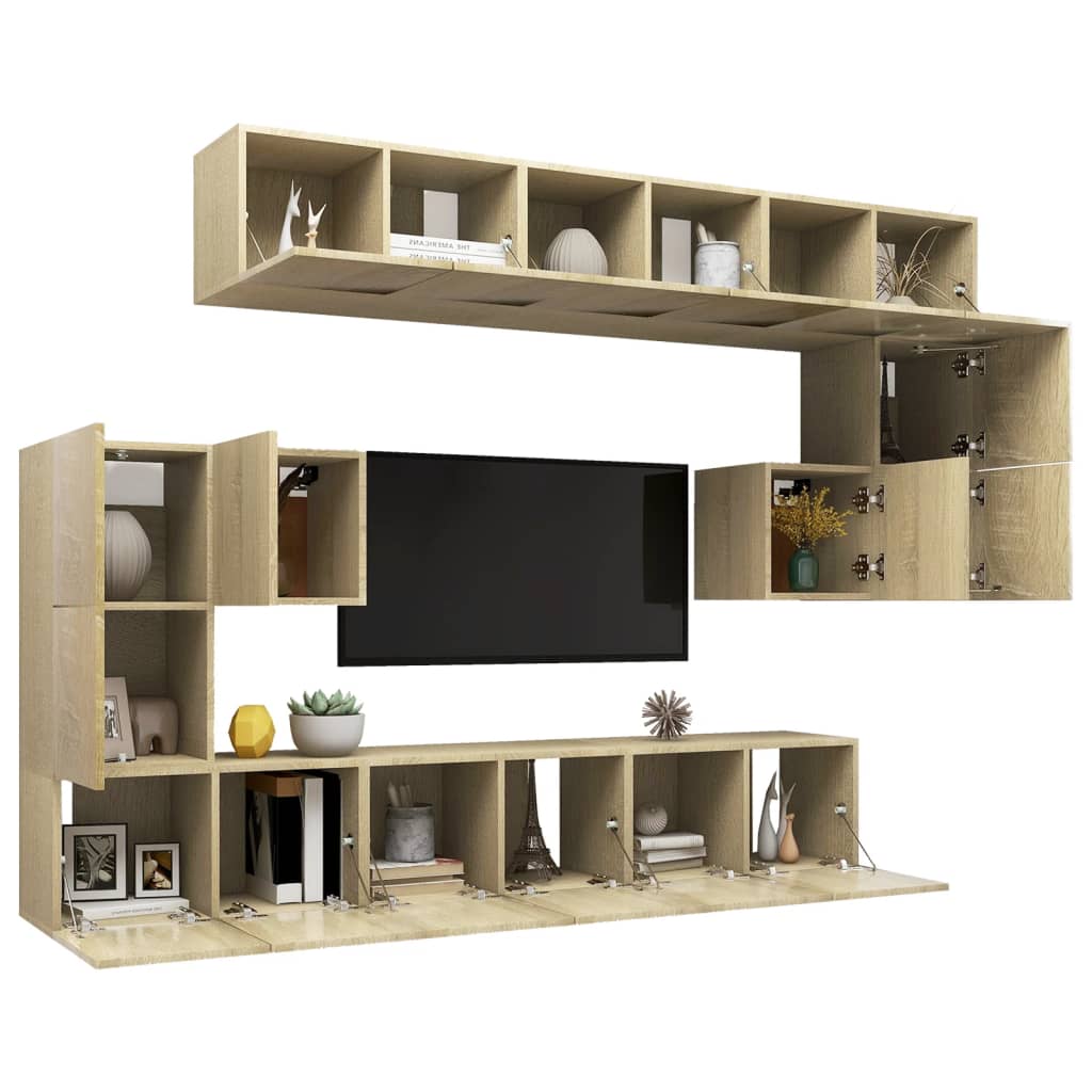 10-tlg. TV-Schrank-Set Sonoma-Eiche Holzwerkstoff