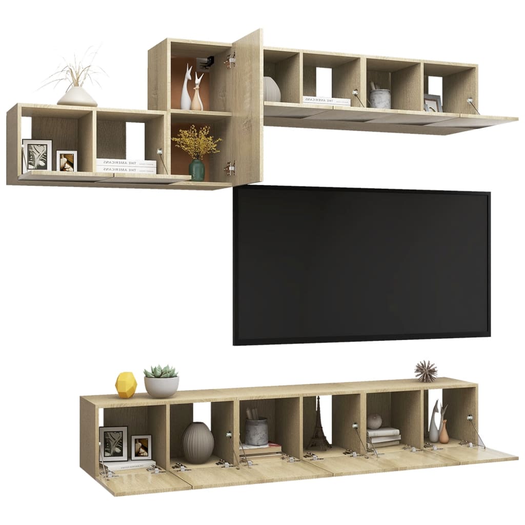 7-tlg. TV-Schrank-Set Sonoma-Eiche Holzwerkstoff