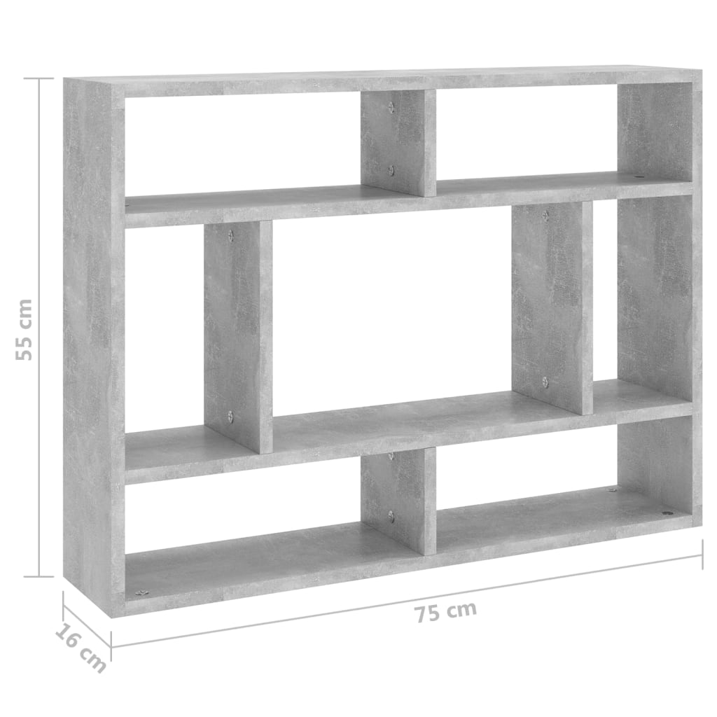 Wandregal Betongrau 75x16x55 cm Holzwerkstoff