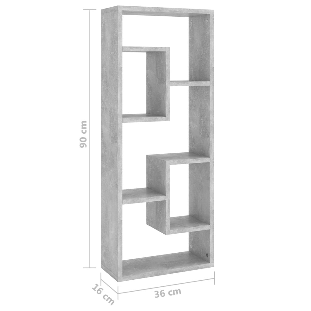 Wandregal Betongrau 36x16x90 cm Holzwerkstoff