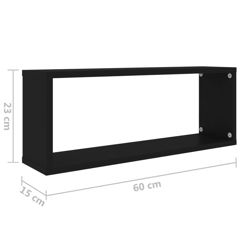 Würfelregale 2 Stk. Schwarz 60x15x23 cm Holzwerkstoff