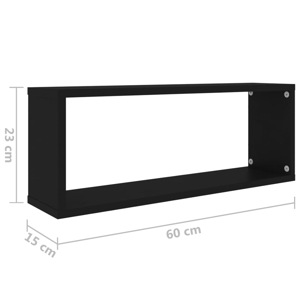 Würfelregale 4 Stk. Schwarz 60x15x23 cm Holzwerkstoff