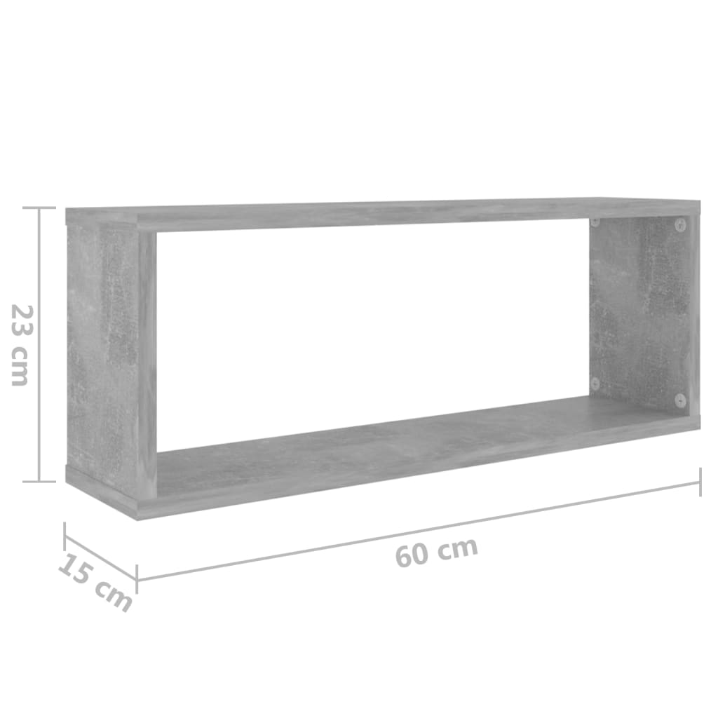 Würfelregale 2 Stk. Betongrau 60x15x23 cm Holzwerkstoff