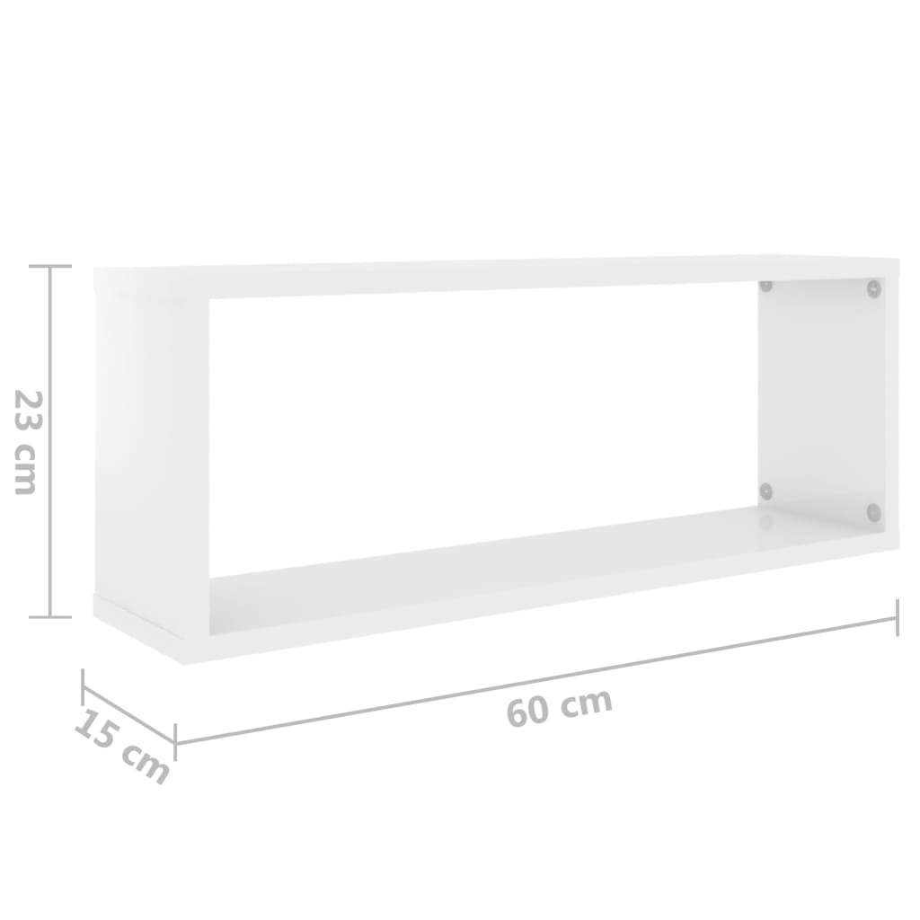 Würfelregale 2 Stk. Hochglanz-Weiß 60x15x23 cm Holzwerkstoff