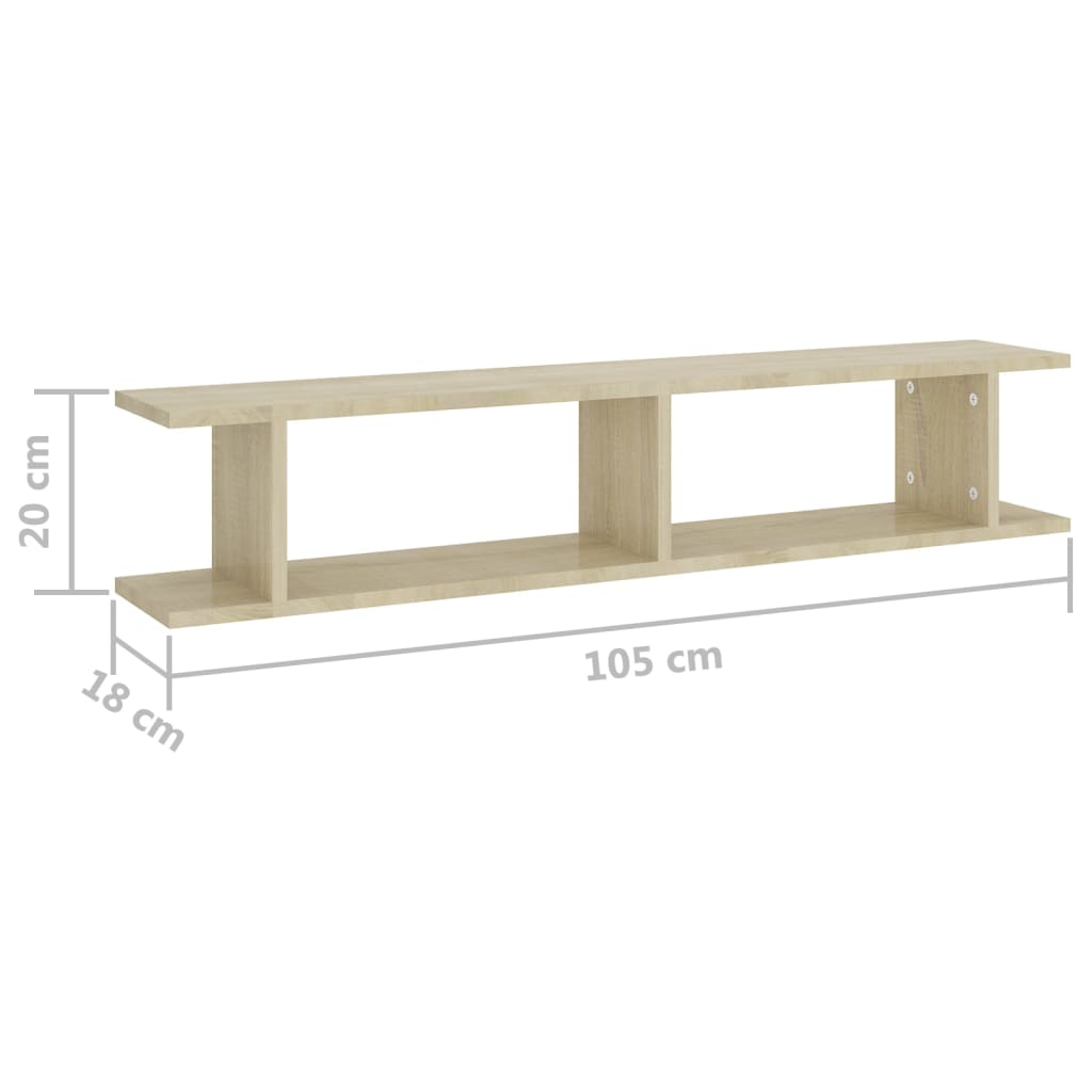 Wandregale 2 Stk. Sonoma-Eiche 105x18x20 cm Holzwerkstoff