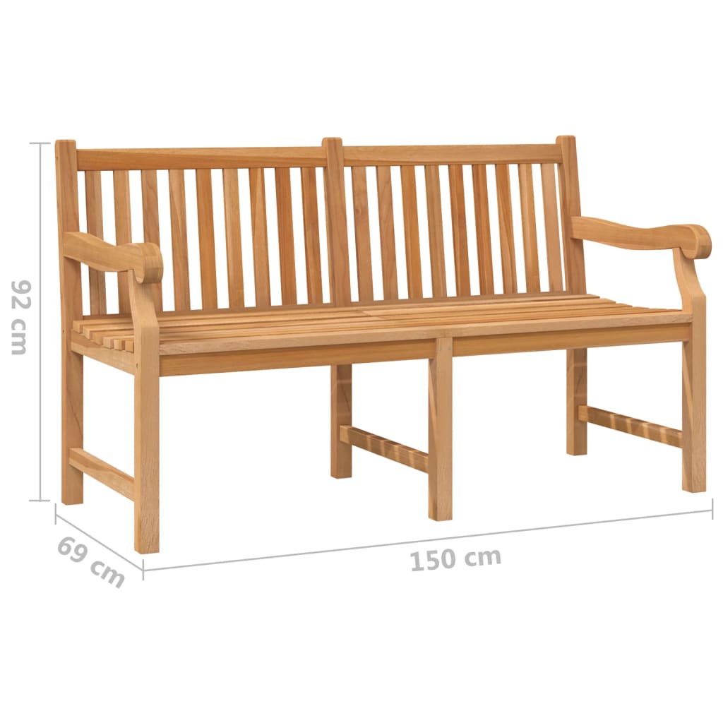 Gartenbank 150 cm Massivholz Teak