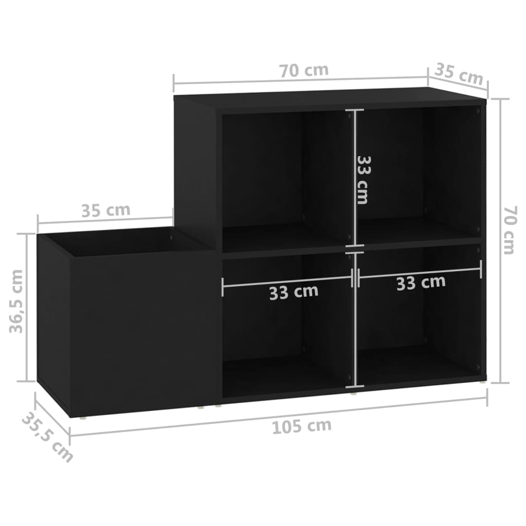 Flur-Schuhschrank Schwarz 105x35,5x70 cm Holzwerkstoff