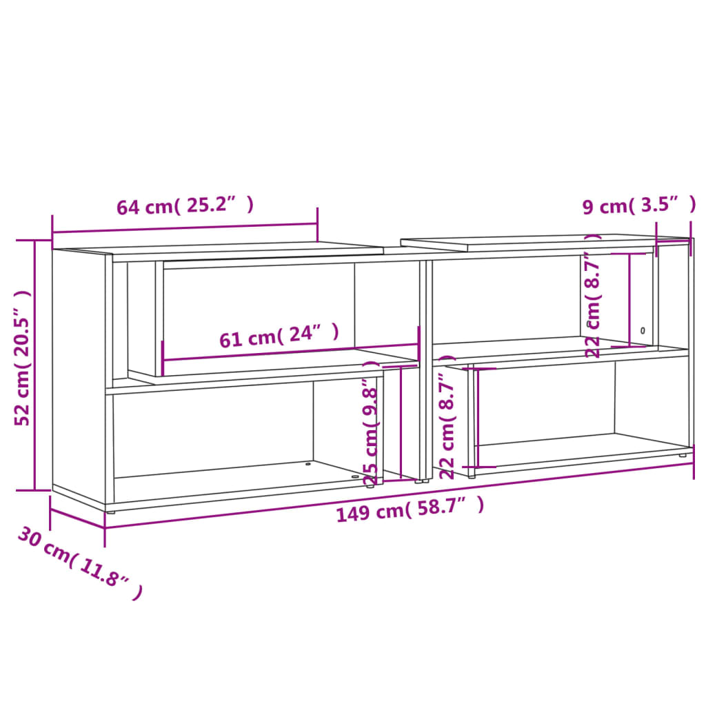 TV-Schrank Hochglanz-Schwarz 149x30x52 cm Holzwerkstoff