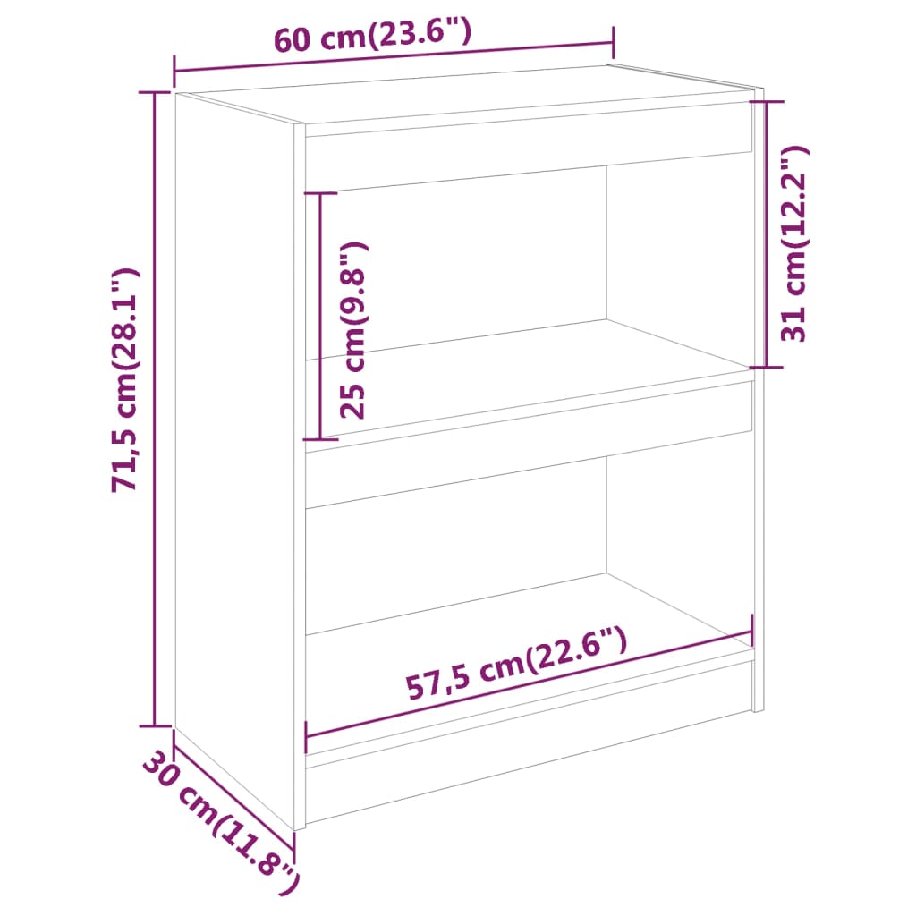 Bücherregal/Raumteiler Honigbraun 60x30x71,5 cm Kiefernholz