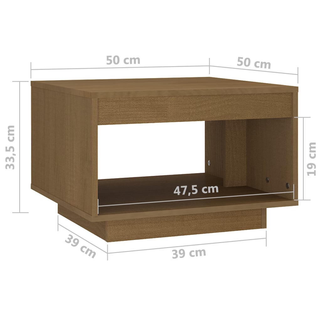 Couchtisch Honigbraun 50x50x33,5 cm Massivholz Kiefer