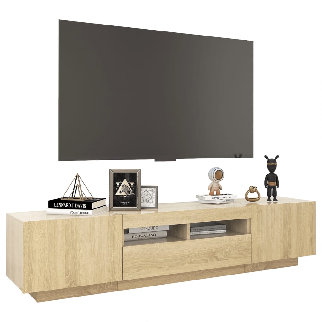 TV-Schrank mit LED-Leuchten Sonoma-Eiche 180x35x40 cm