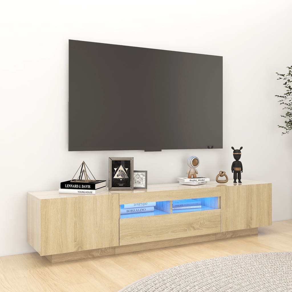 TV-Schrank mit LED-Leuchten Sonoma-Eiche 180x35x40 cm