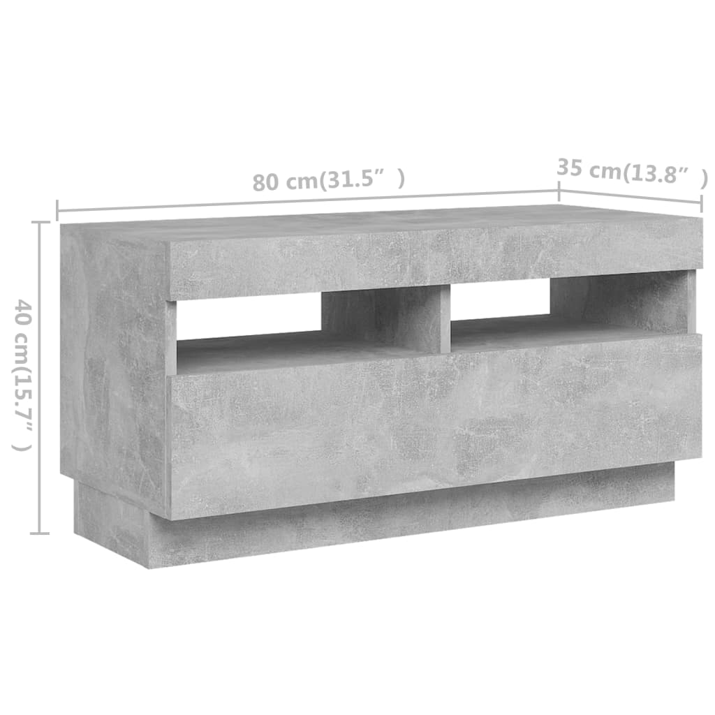 TV-Schrank mit LED-Leuchten Betongrau 180x35x40 cm