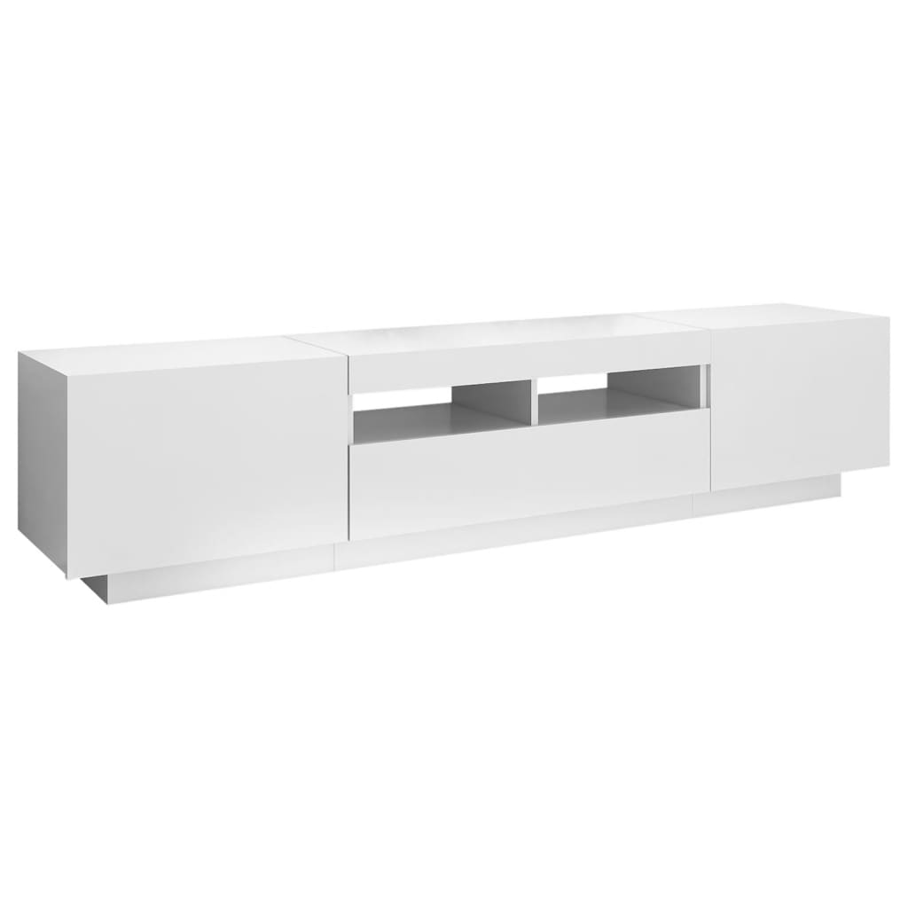 TV-Schrank mit LED-Leuchten Hochglanz-Weiß 180x35x40 cm