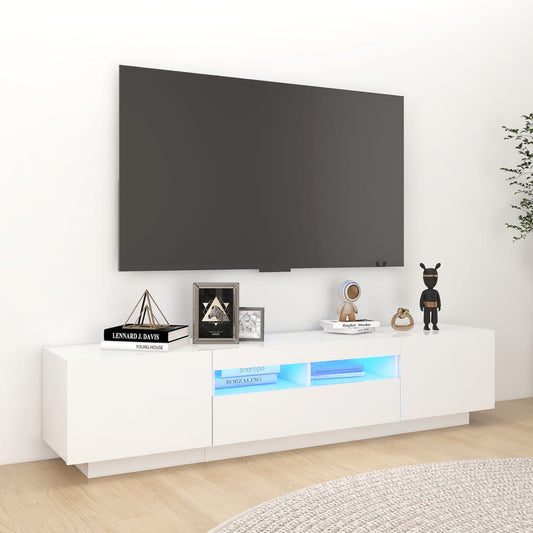 TV-Schrank mit LED-Leuchten Hochglanz-Weiß 180x35x40 cm