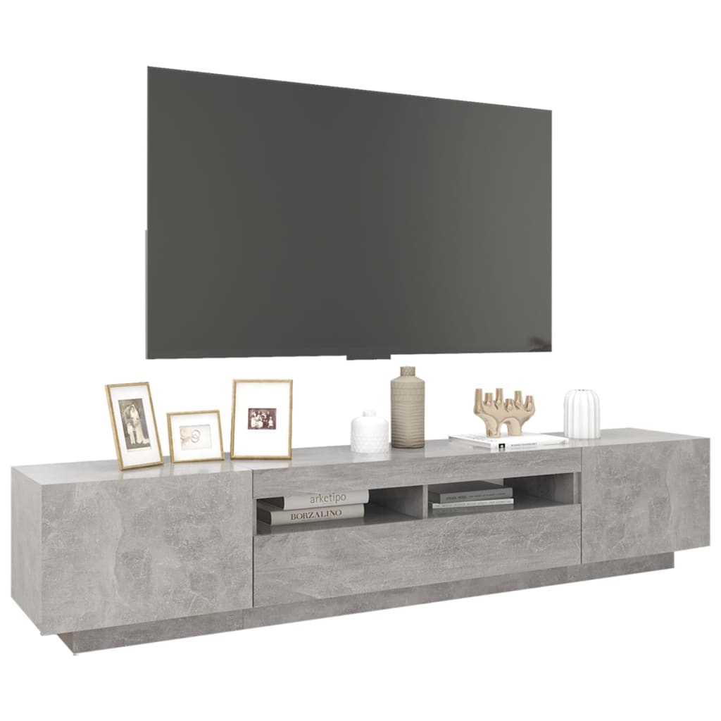 TV-Schrank mit LED-Leuchten Betongrau 200x35x40 cm