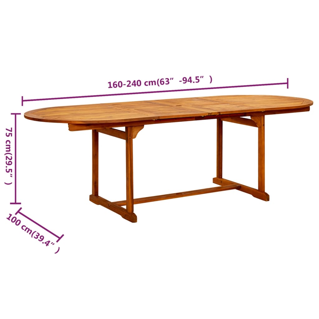 Garten-Esstisch (160-240)x100x75 cm Massivholz Akazie