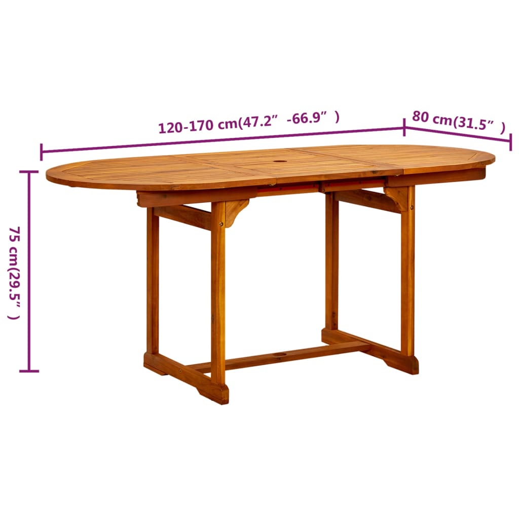 Garten-Esstisch (120-170)x80x75 cm Massivholz Akazie