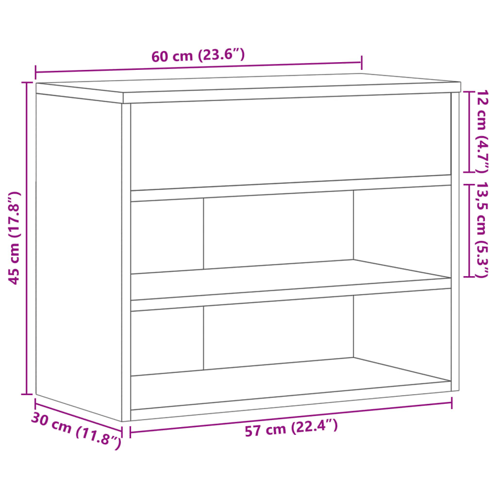 Schuhbank Weiß 60x30x45 cm Holzwerkstoff