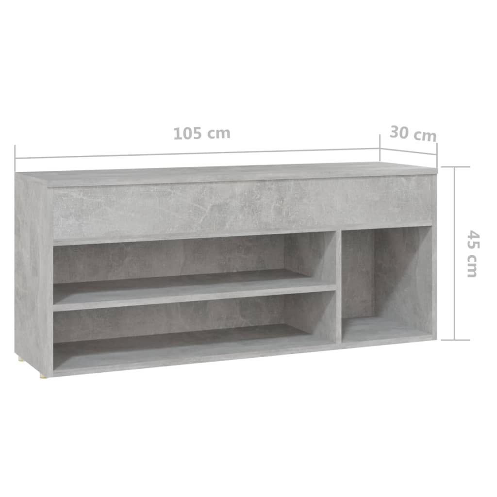 Schuhbank Betongrau 105x30x45 cm Holzwerkstoff