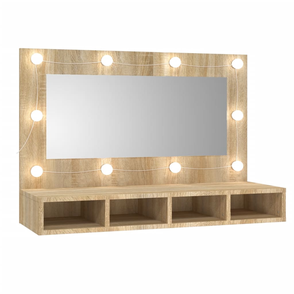 Spiegelschrank mit LED Sonoma-Eiche 90x31,5x62 cm