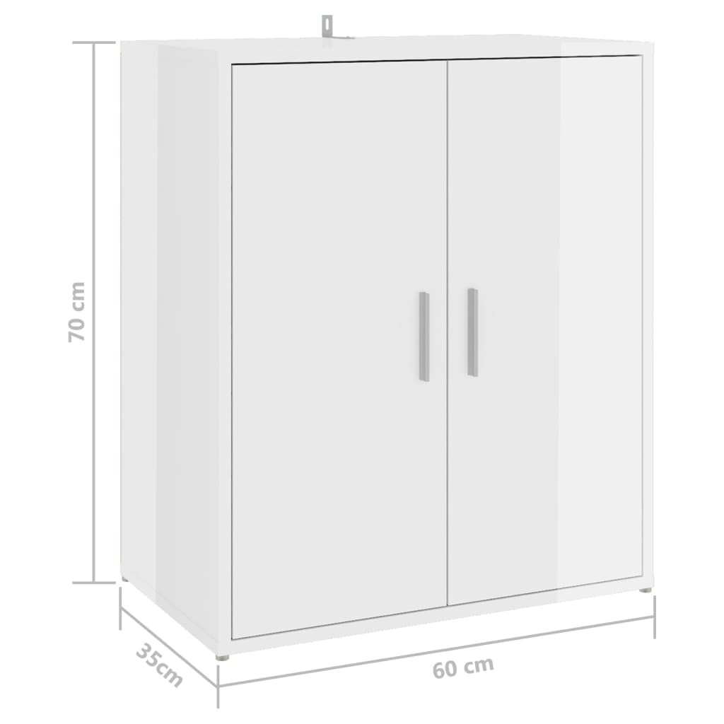 Schuhschrank Hochglanz-Weiß 60x35x70 cm Holzwerkstoff