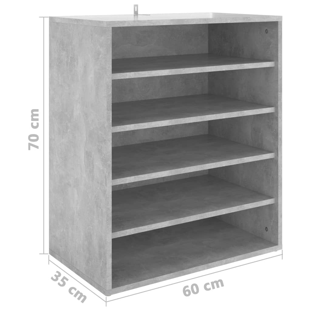 Schuhschrank Betongrau 60x35x70 cm Holzwerkstoff