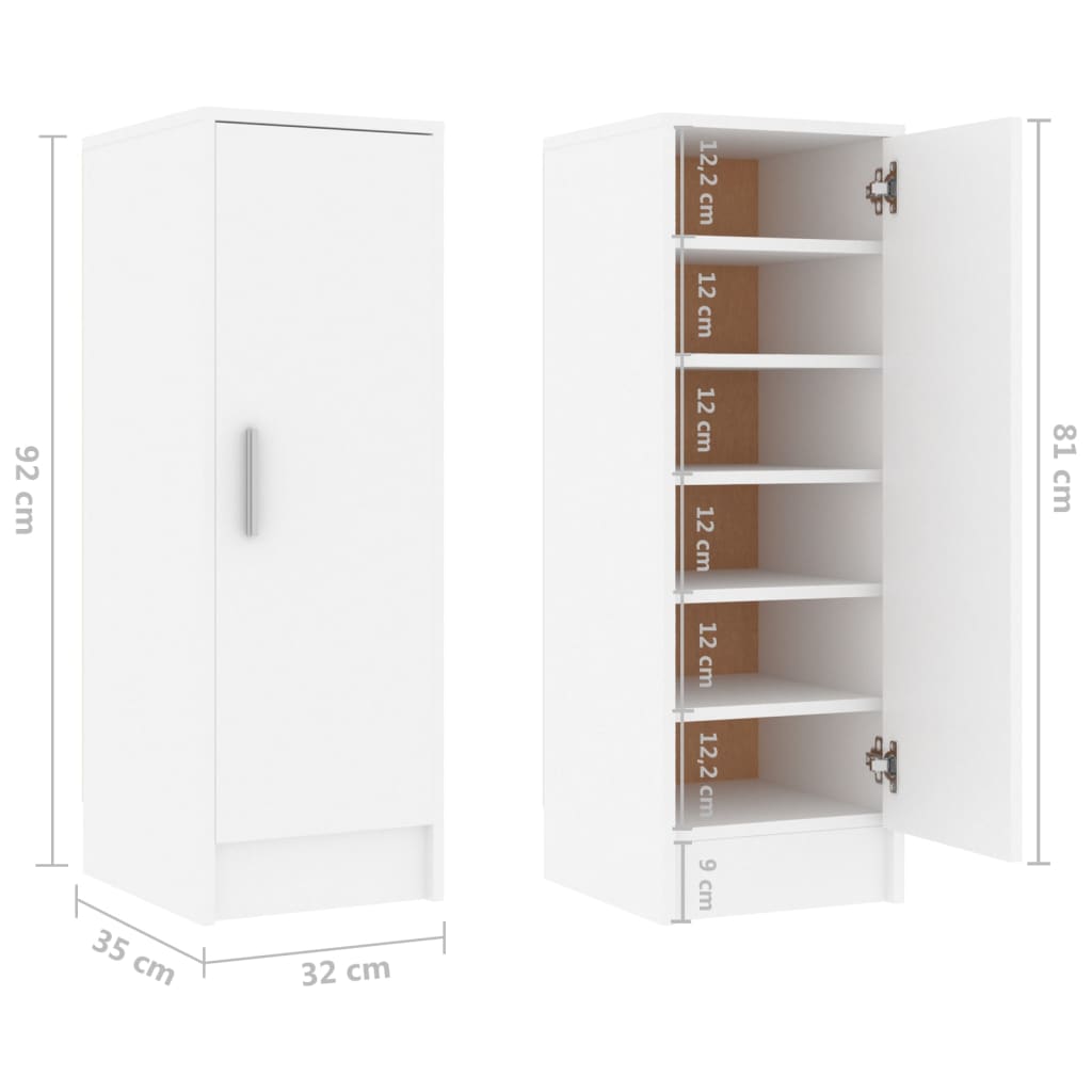 Schuhschrank Weiß 32x35x92 cm Holzwerkstoff